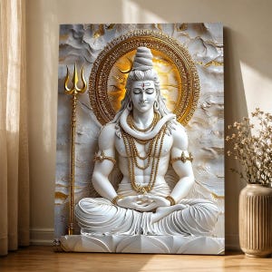Lord Shiva Meditation Canvas Art: Hindu God Spiritual Print