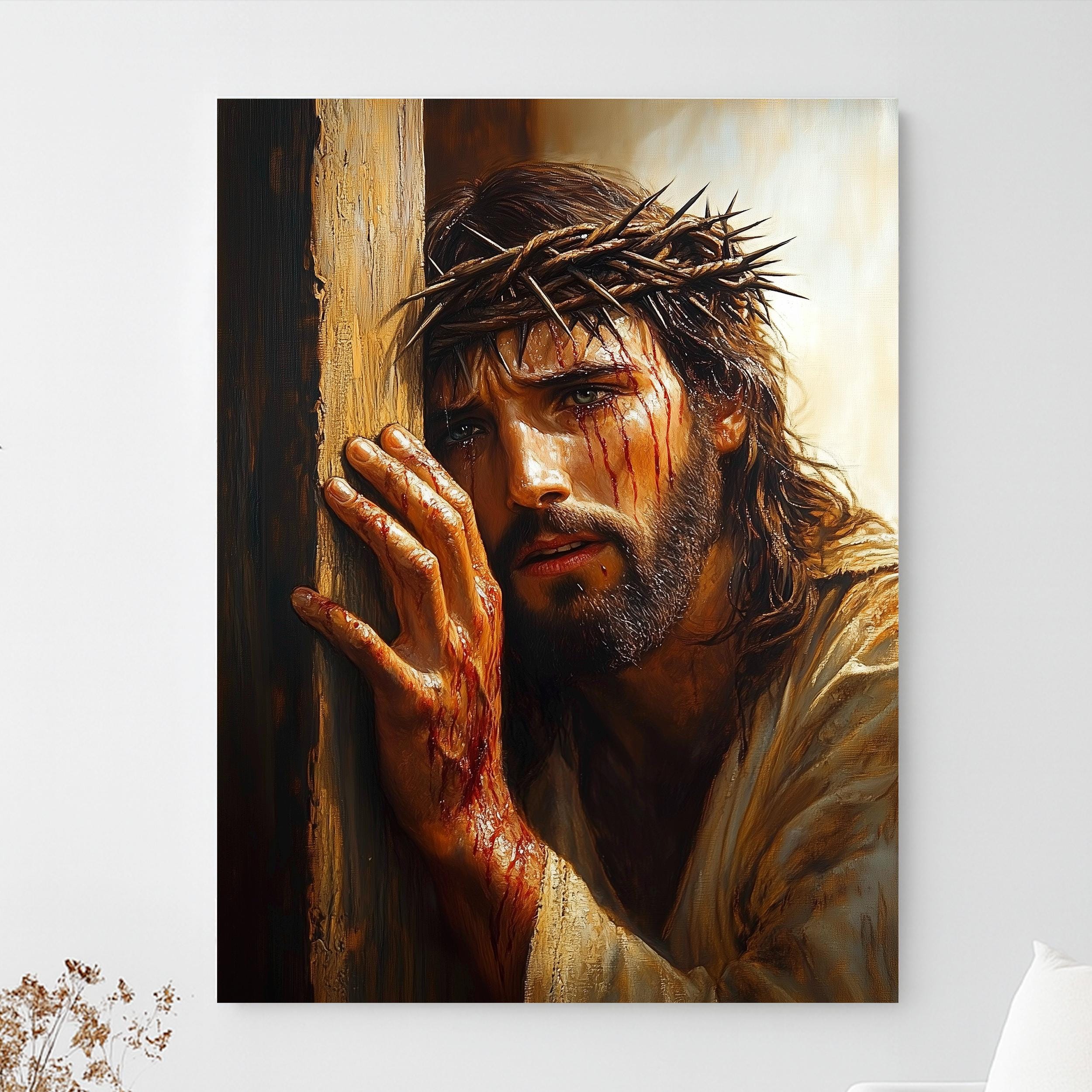 Jesus Christ Crown of Thorns Canvas – Religious Christian Art - Etsy