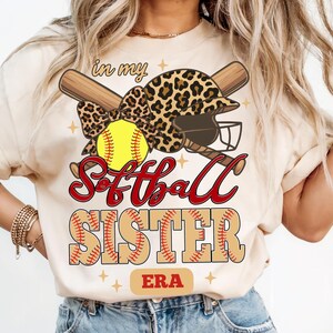 Softball Sister PNG, Retro Leopard Softball Era Design, Sublimation Digital Download File