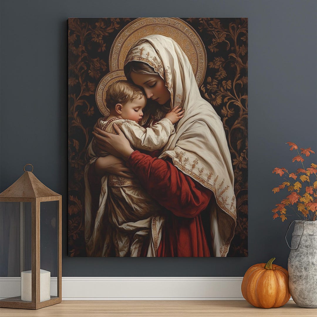 Holy Virgin Mary and Baby Jesus Canvas Print, Catholic Wall Art - Etsy