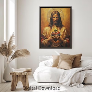 Sacred Heart of Jesus Digital Download - Inspirational Christian Wall Art for Home Decor
