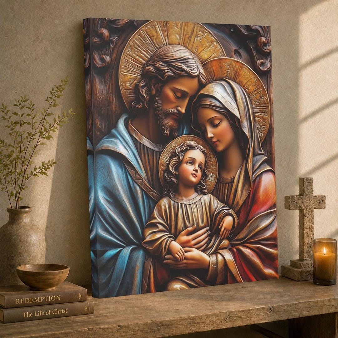 Holy Family Canvas Wall Art, Christian Home Decor - Etsy