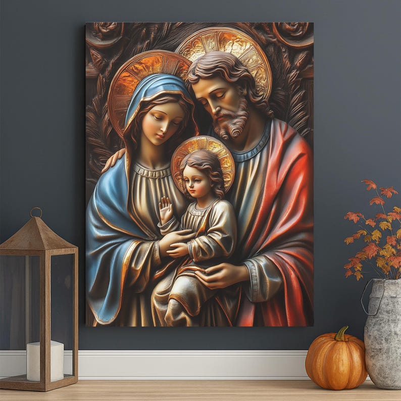 Holy Family Canvas Print, Jesus Mary Joseph Religious Wall Art ...