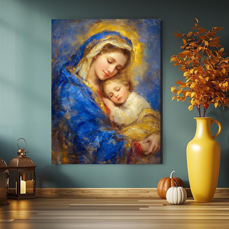 Madonna and Child Canvas & Poster Art – Virgin Mary Religious Painting ...