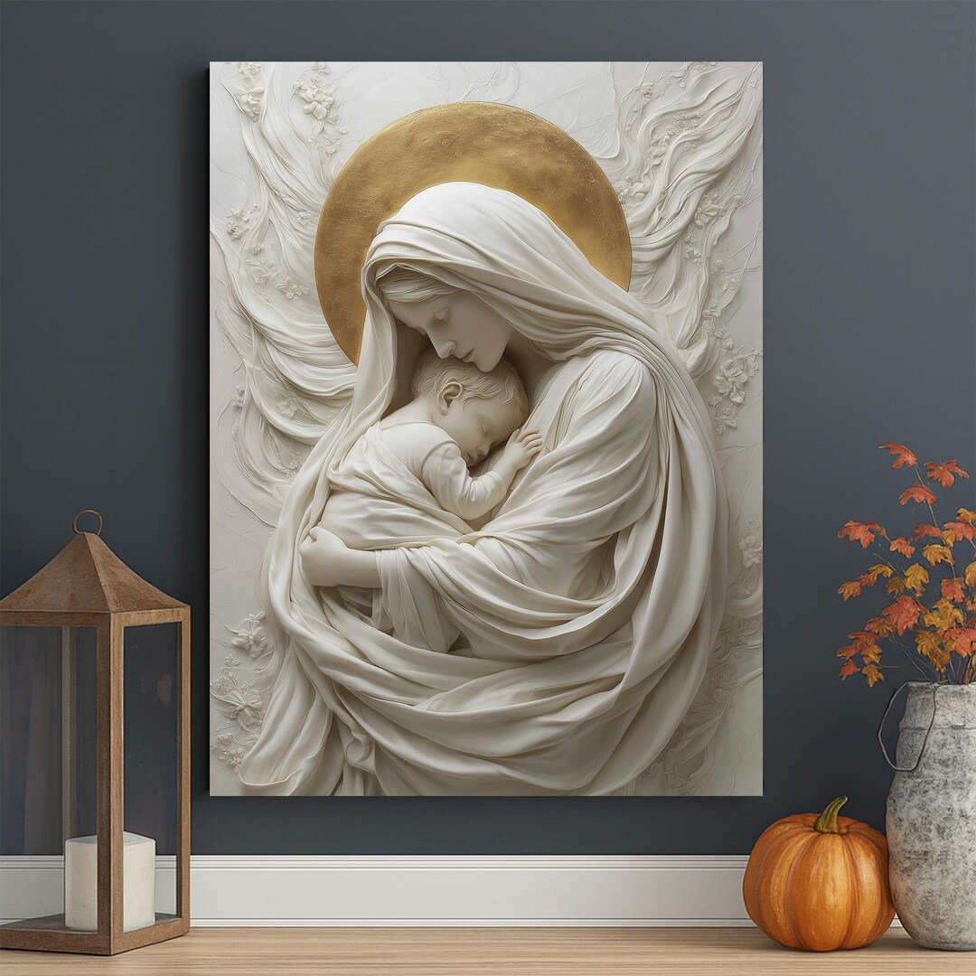 Virgin Mary and Child Canvas Print, Catholic Religious Wall Art - Etsy