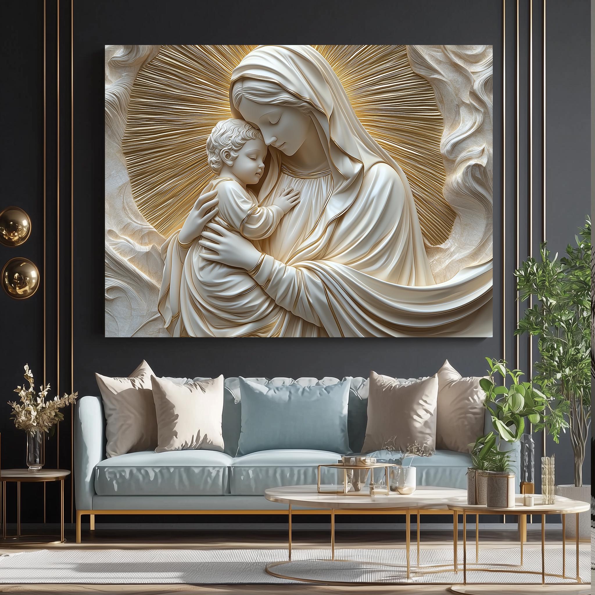 Mother Mary and Baby Jesus Canvas | Christian Spiritual Wall Art - Etsy