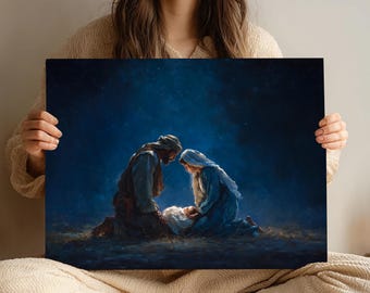 Holy Family Canvas – Mary, Joseph, and Baby Jesus Wall Art