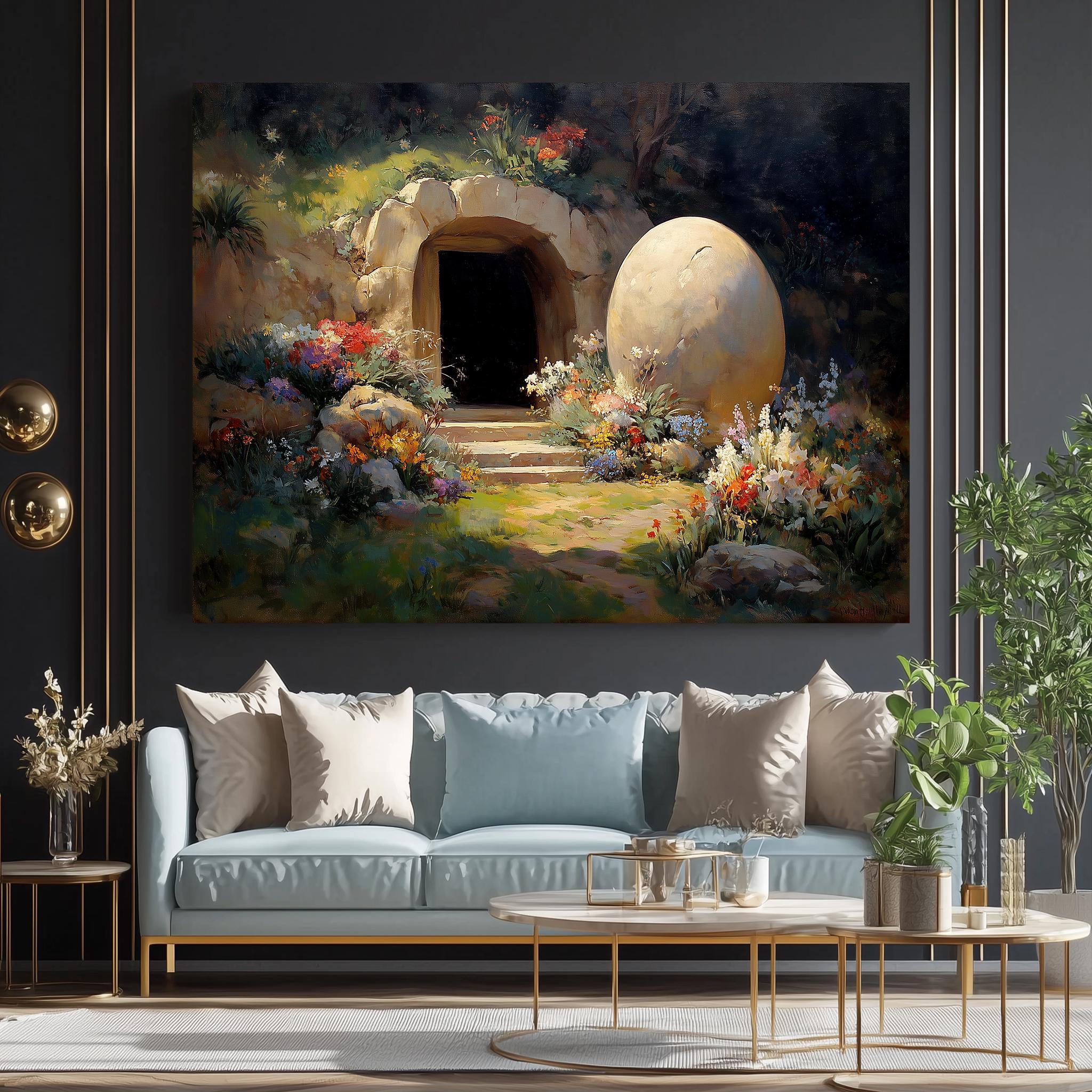 Empty Tomb Easter Canvas – Resurrection Garden Wall Art – Christian ...