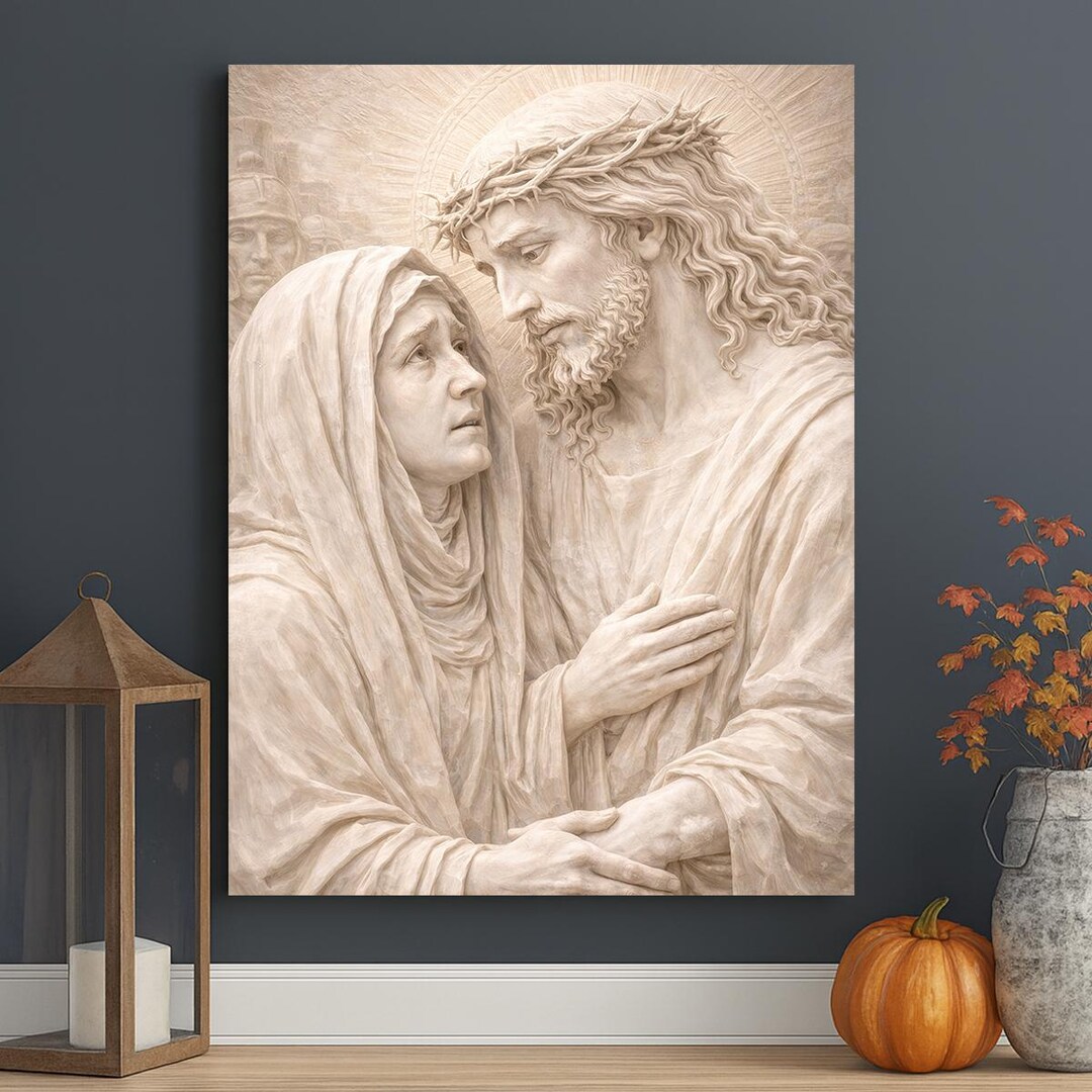 Jesus Virgin Mary Embrace Canvas Print, Christian Religious Wall Art - Etsy