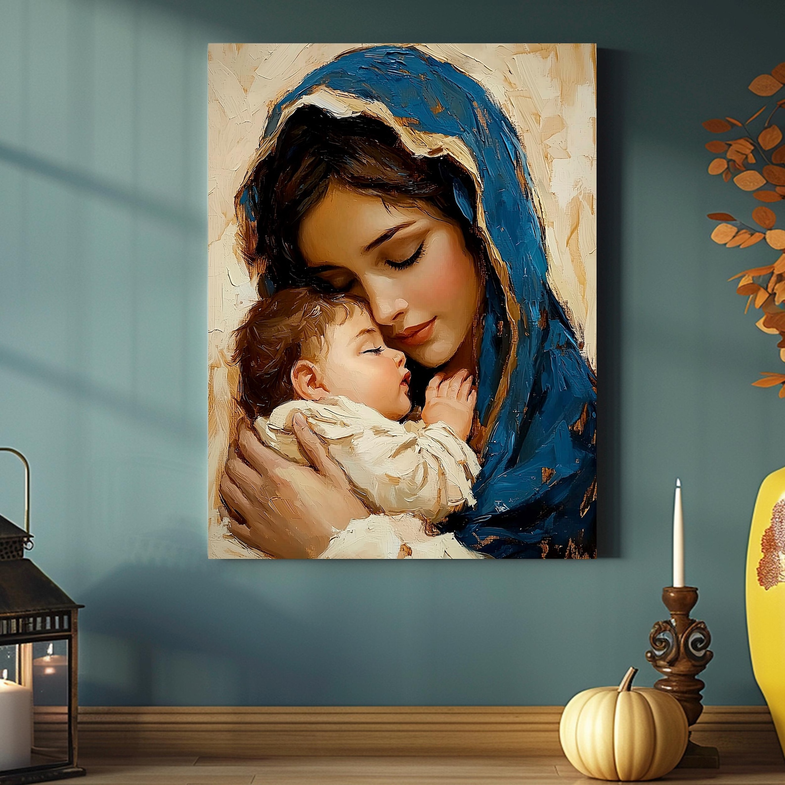 Virgin Mary and Baby Jesus Canvas Art | Religious Gift - Etsy