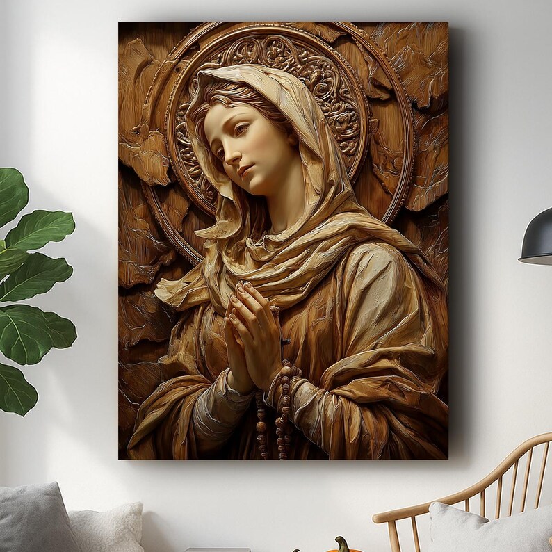 Virgin Mary Praying Canvas Art | Catholic Christian Wall Decor - Etsy