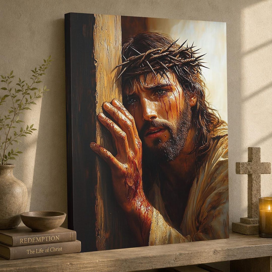 Jesus Christ Crown of Thorns Canvas – Religious Christian Art - Etsy
