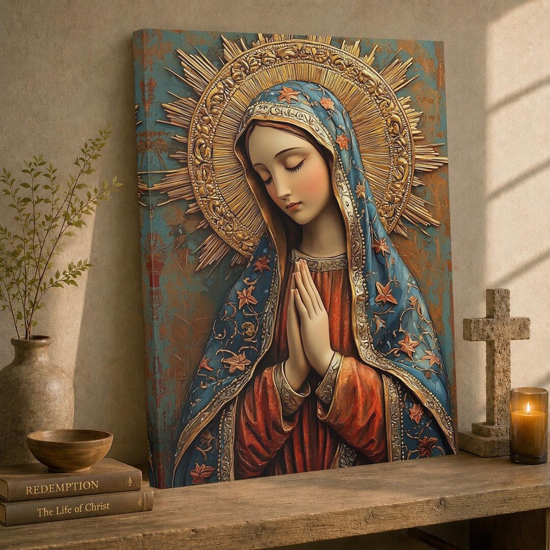 Virgin Mary Canvas Print | Our Lady of Grace, Catholic Decor - Etsy