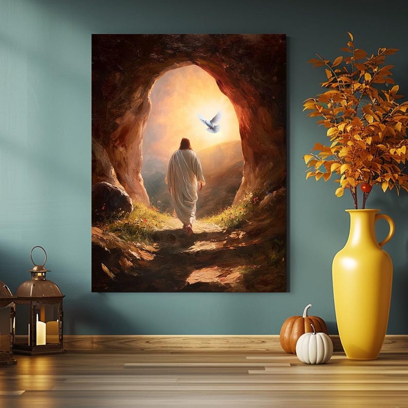 Risen Jesus Empty Tomb Canvas Art, Christian Resurrection Wall Decor - Etsy