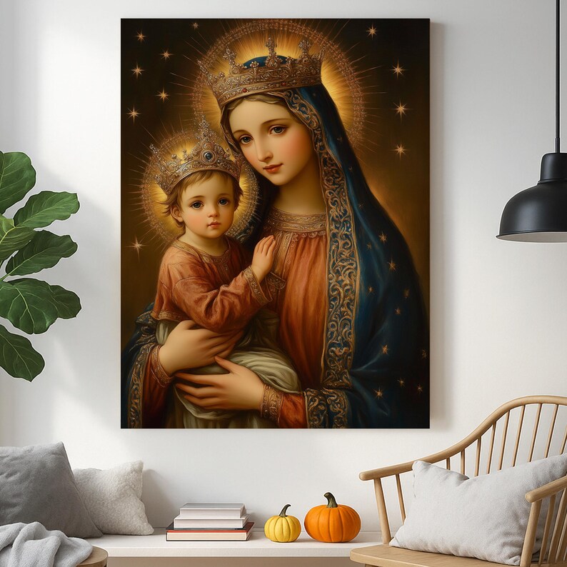 Virgin Mary and Baby Jesus Canvas | Catholic Madonna and Child Art - Etsy