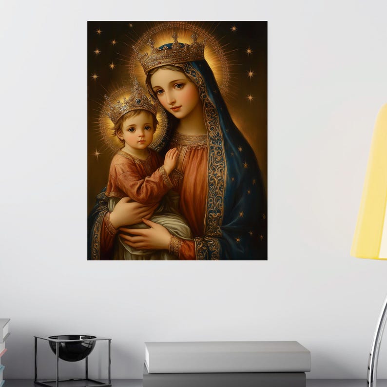 Virgin Mary and Baby Jesus Canvas | Catholic Madonna and Child Art - Etsy