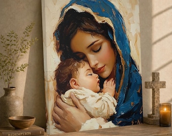 Virgin Mary and Baby Jesus Canvas Art | Religious Gift