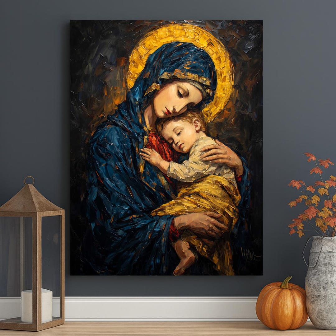 Madonna and Child Canvas Art – Virgin Mary Baby Jesus Religious Wall ...