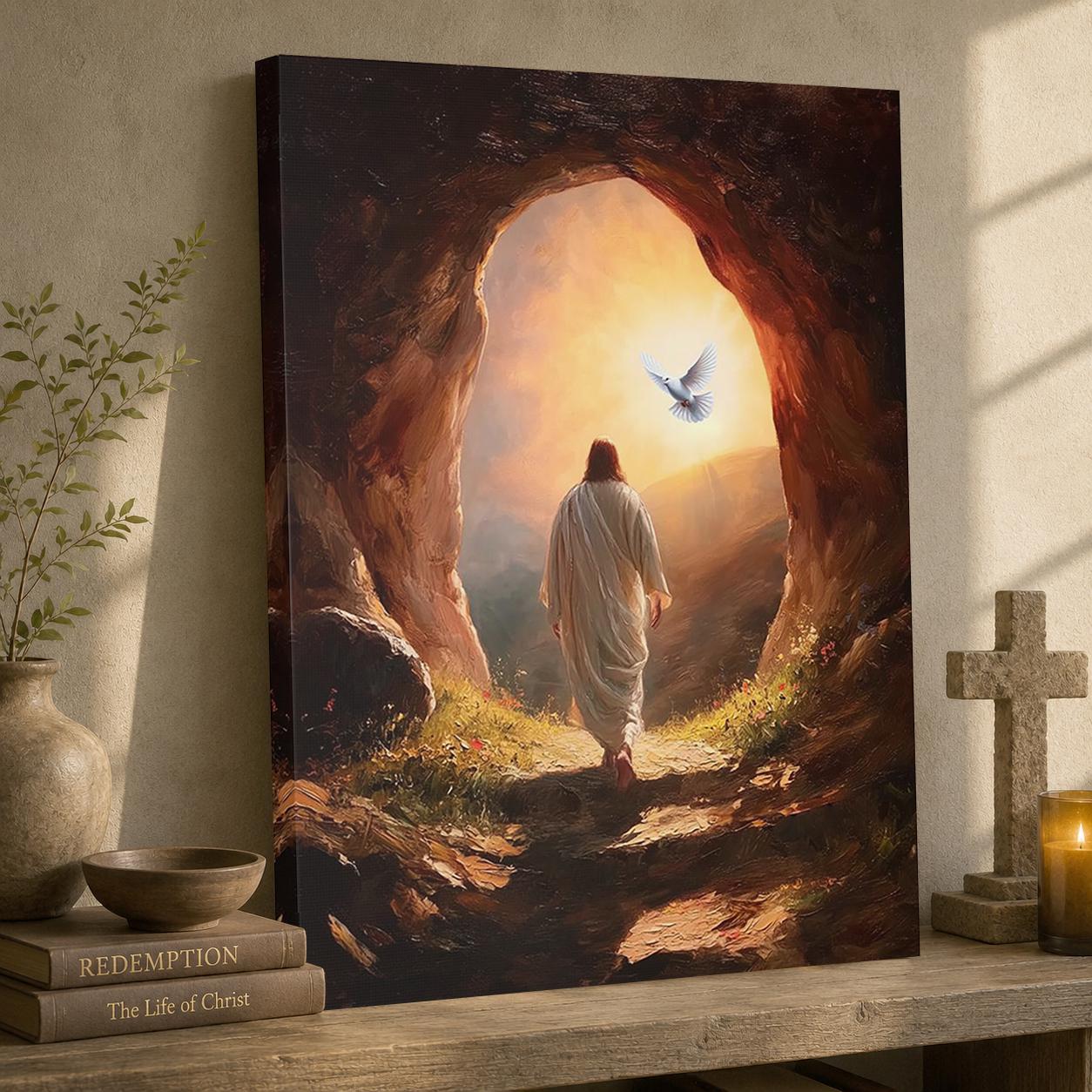 Risen Jesus Empty Tomb Canvas Art, Christian Resurrection Wall Decor - Etsy