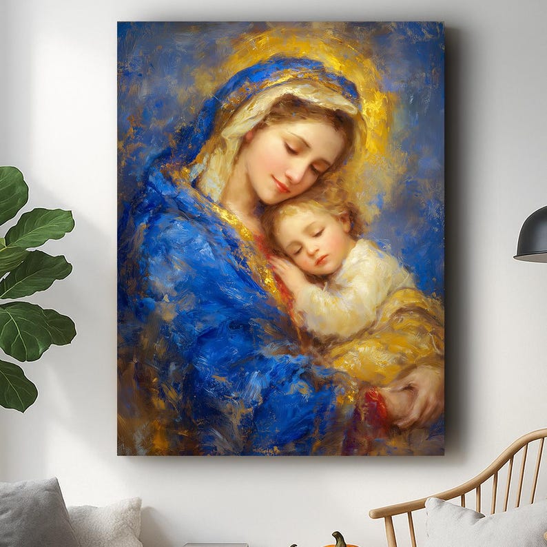 Madonna and Child Canvas & Poster Art – Virgin Mary Religious Painting ...