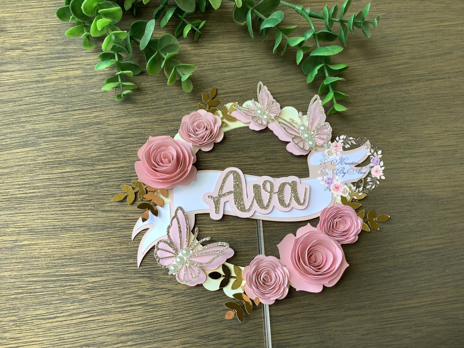 Butterfly Cake Topper Flower Cake Topper Floral Cake Topper Etsy
