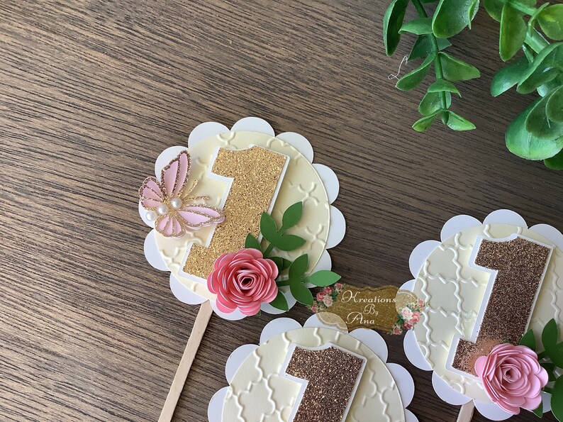 Butterfly First Birthday Cupcake Toppers 1st Birthday Floral Etsy