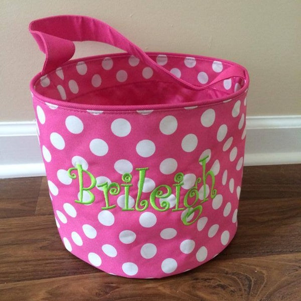 Girls Easter Bucket, Pink Polka Dot Easter Bucket, Polka Dot Easter Bucket, Easter Basket, Girls Easter Basket