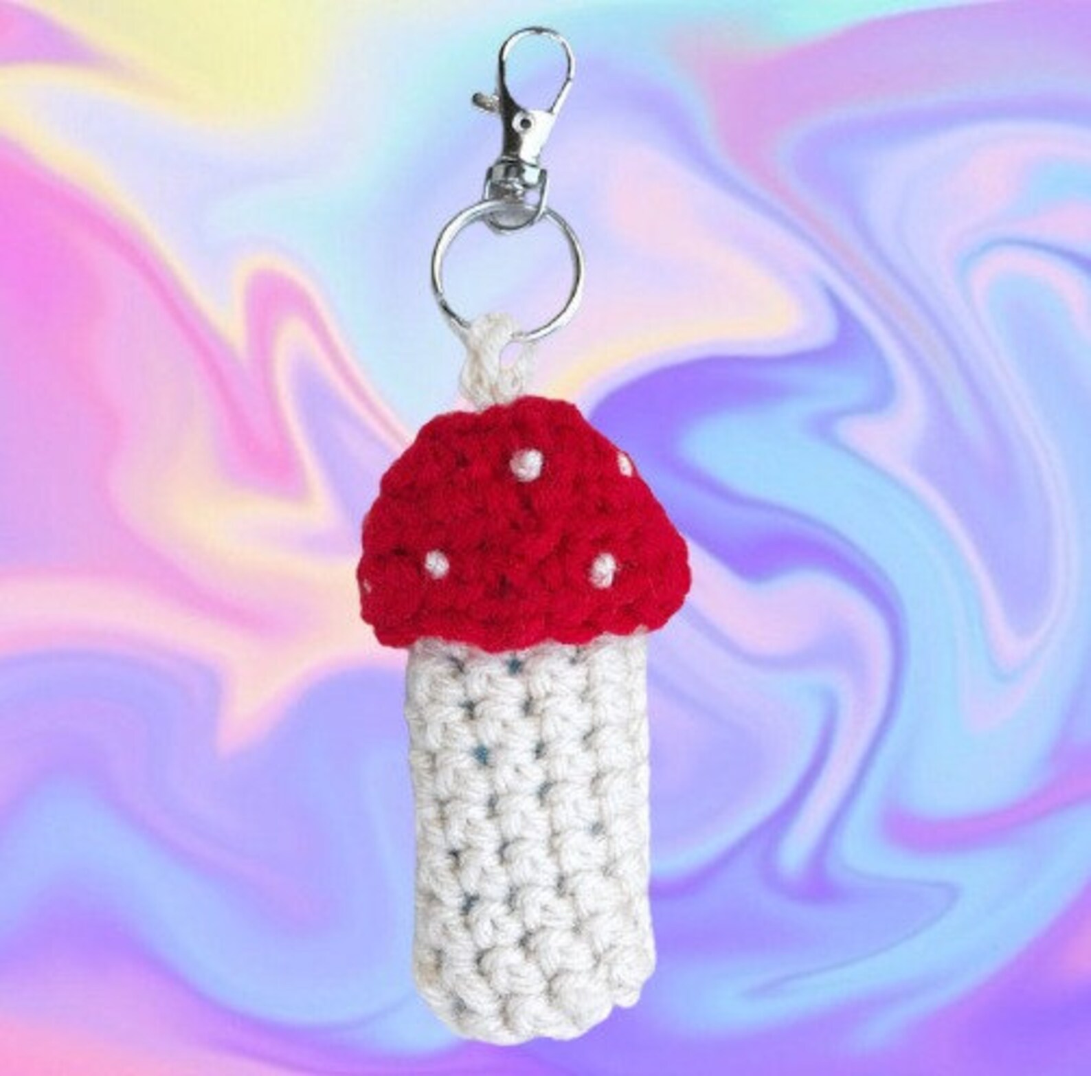 Crochet Mushroom Lighter Holder Keychain Etsy