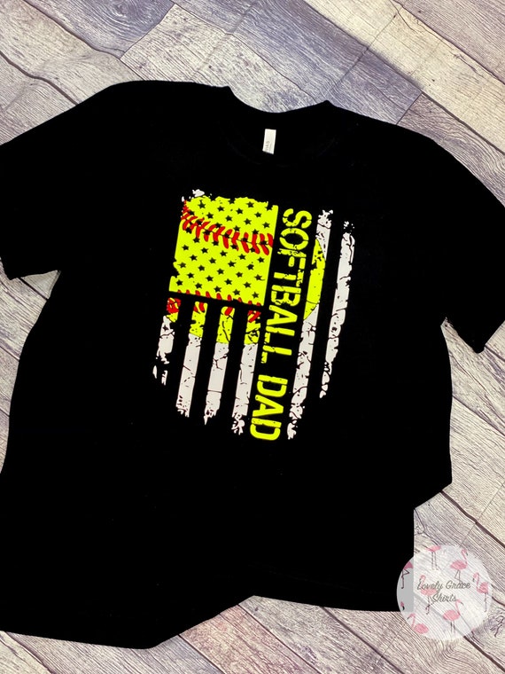 Softball Dad Vintage Flag Shirt Custom 