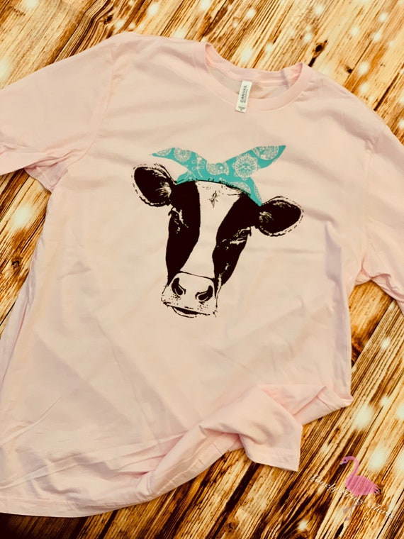 Cow With Bandana Adult Shirt Bella 