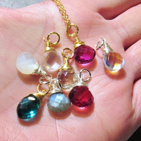 Small Gemstone Pendant , Natural Stone Charm, Dainty Individual Pendant, Add On Gem, Single Stone Necklace, Gemstone Drop, Bridesmaids Gifts