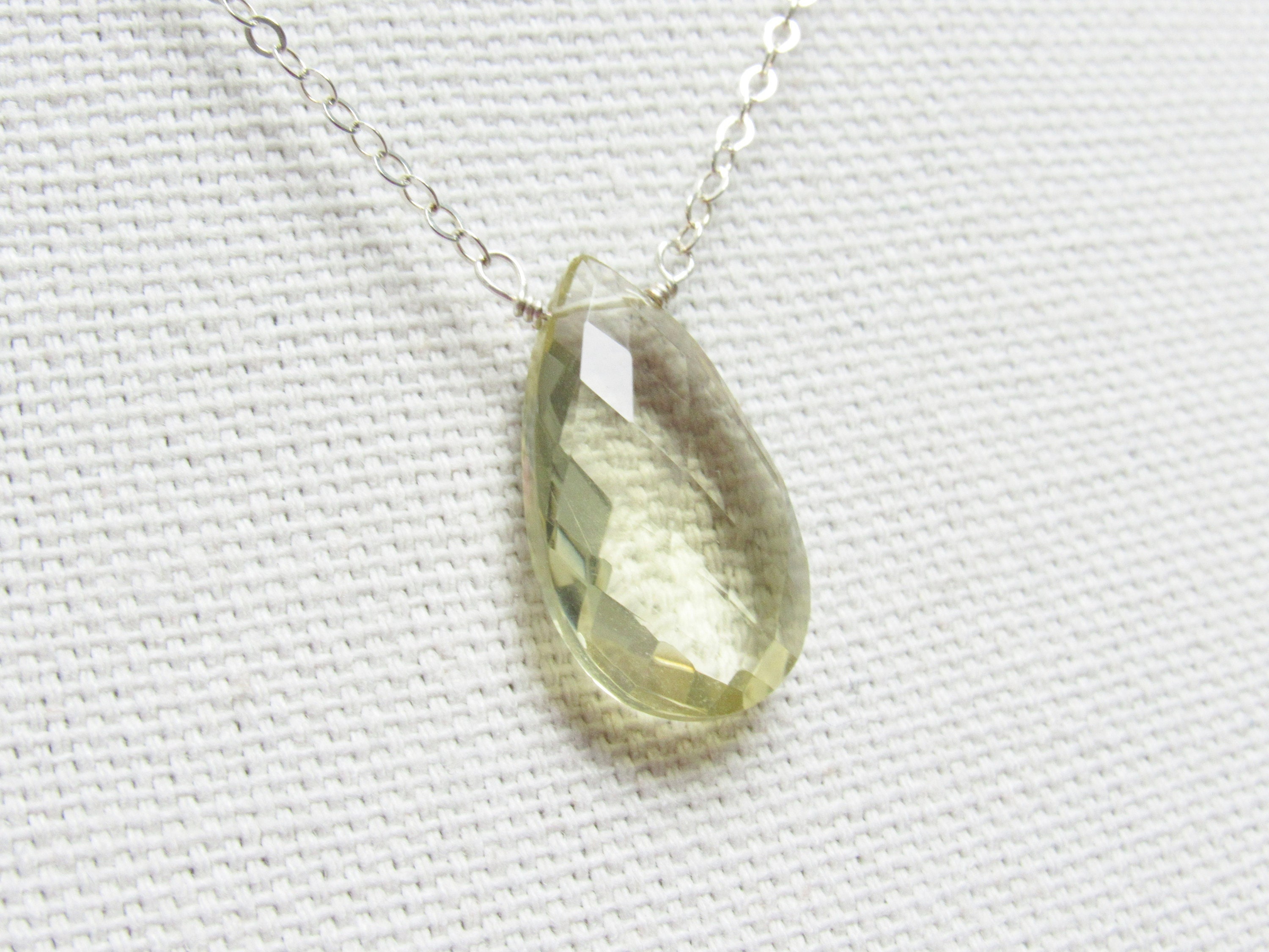 Large Lemon Quartz Pendant, Pineapple Quartz, Natural Yellow Crystal Necklace, Gifts for Her