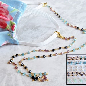 Gemstone Face Mask Chain Necklace, Trendy Boho Gemstone, Unique Girl Gift, Fancy Mask Strap, Dainty Rosary Chain, Natural Gemstone Jewelry