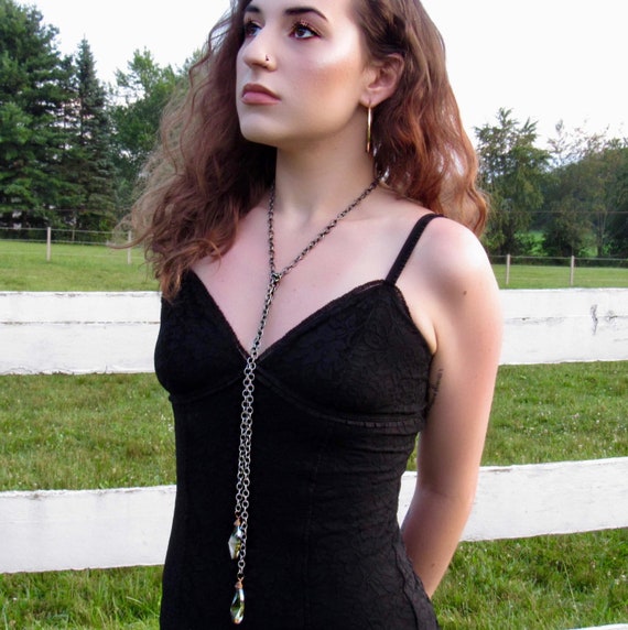 Long Crystal Lariat Boho Wrap Necklace Chandelier Crystal
