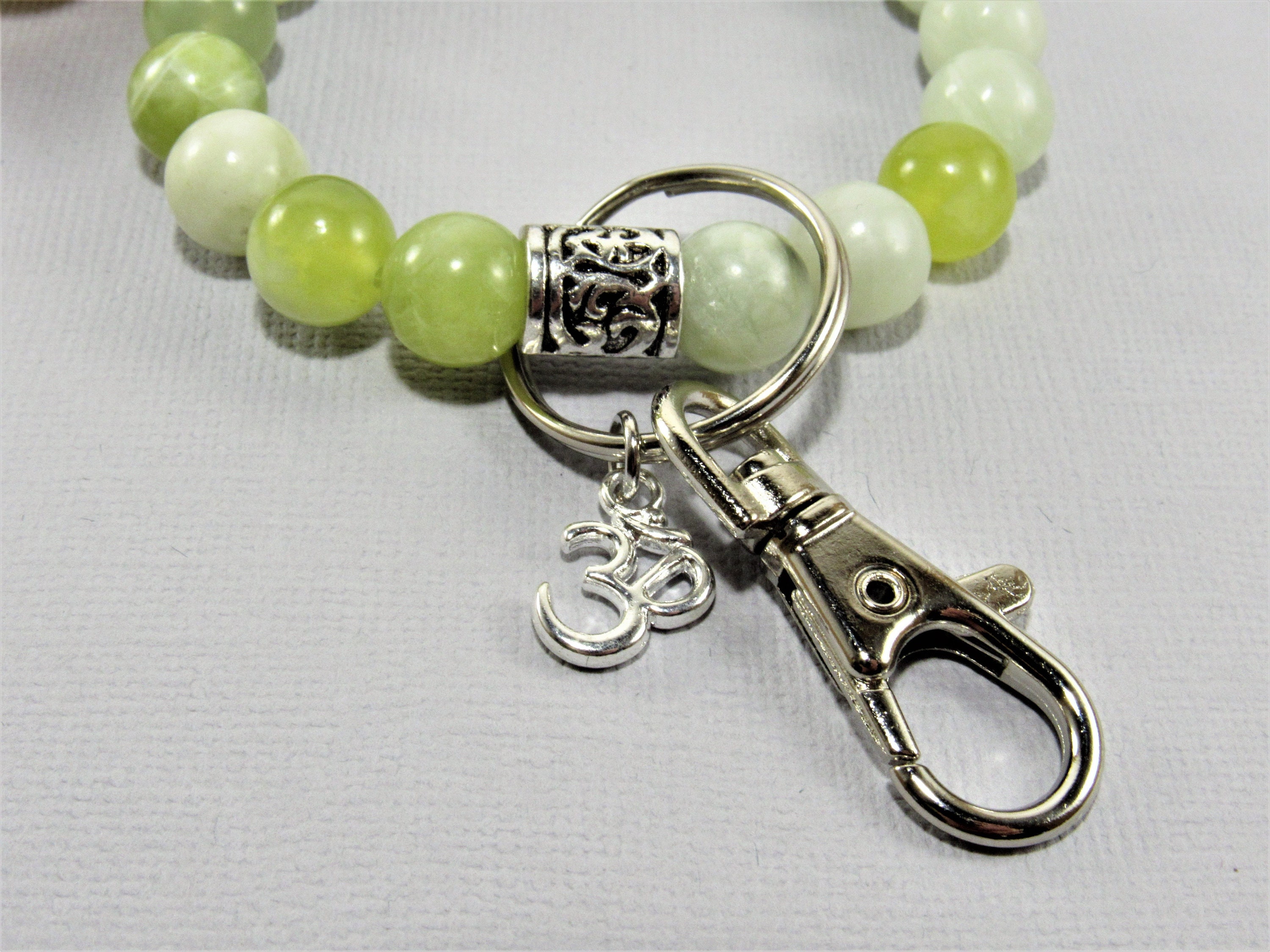 Jade Gemstone Yoga Keychain Good Luck Gift Protection Stone Etsy