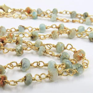Dainty Larimar Necklace, Larimar Beaded Chain, Boho Larimar Jewelry, Gift For Her