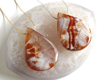 Orange Agate Necklace,  Gold Agate Pendant, Orange Stone Necklace, Big Crab Agate, Fall Jewelry, Gemstone Gift For Women