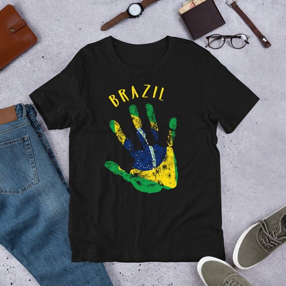 Brasil Brazilian Pride Juniors T-shirt Brazil Flag Country Crest with Stars Brasil Brazilian Pride Juniors T-shirt Brazil Flag Country Crest with Stars
