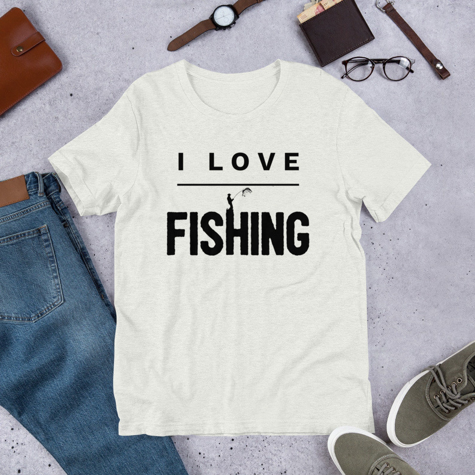 I Love Fishing Shirt Fishing Tshirt Gift Dad Men's Etsy