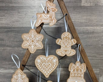 Embroidered Gingerbread Ornaments: Felt Christmas Tree Decorations