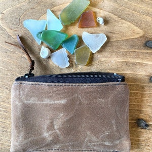 Estuche MINI 3x5 de lona encerada con cremallera, estuche para cartera, estuche para tarjetas de regalo