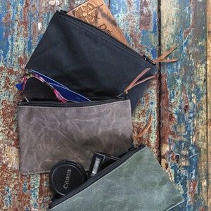 Juego de 3 estuches con cremallera de lona encerada, estuches para carteras, estuches para tarjetas de regalo