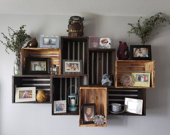 wooden crate shelves etsy