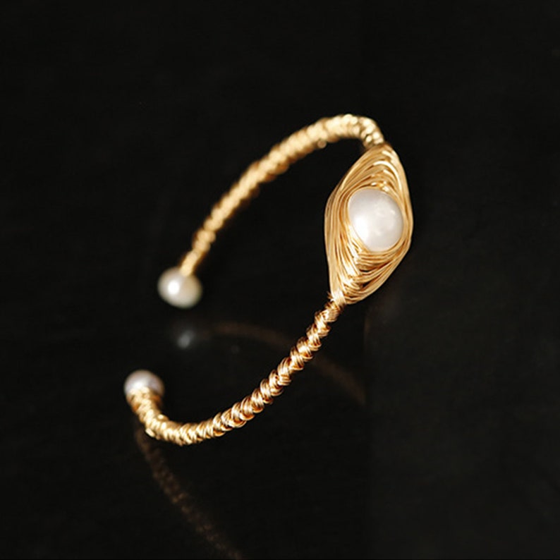 Original Design Handmade Natural Freshwater Pearl Bangle for Women Wedding Gift Fine Jewelry