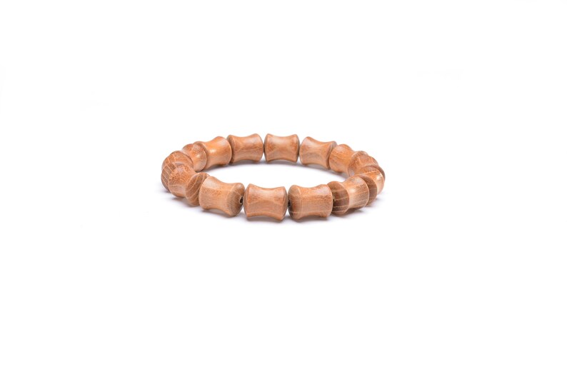 Natural Gold teak Bamboo festival Beaded Elastic Bracelets Buddhist rosary Meditation Prayer yoga wood Bracelet for men women