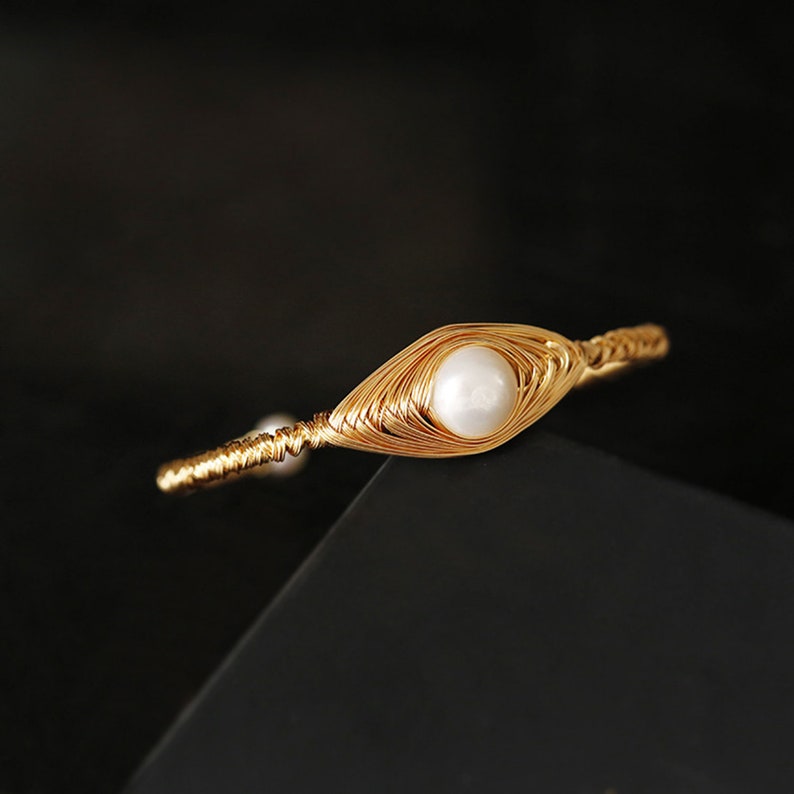 Original Design Handmade Natural Freshwater Pearl Bangle for Women Wedding Gift Fine Jewelry