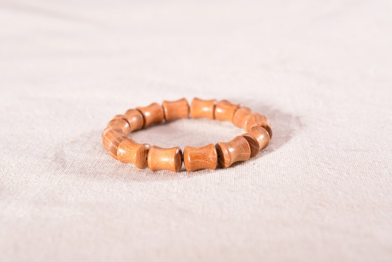 Natural Gold teak Bamboo festival Beaded Elastic Bracelets Buddhist rosary Meditation Prayer yoga wood Bracelet for men women