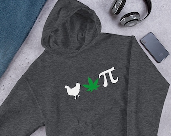 Chicken Pot Pi Hooded Sweatshirt, funny legalize math and marijuana Greek fraternity sorority style hoodie