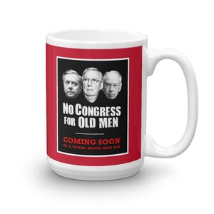 No Congress for Old Men Mug, vote Republicans out, vote blue 2024, flip the Senate, liberal gift, anti-GOP movie poster mug, activist mug