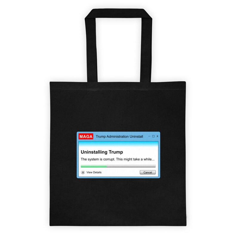 activist Uninstalling Trump Dialog Box Tote bag resist liberal tote political gift impeach Trump tote protest Trump progressive bag
